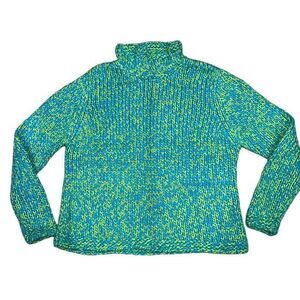 Crossroads Handknit Wool Acrylic Blend Pullover Women's‎ Sweater Blue Yellow XL